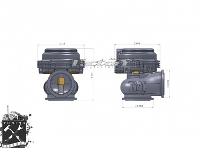 Перепускной клапан TIAL 44мм, черный
