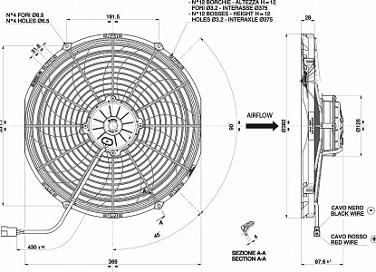 SPAL Вентилятор охлаждения универсальный 13,8" (350 мм) 12V