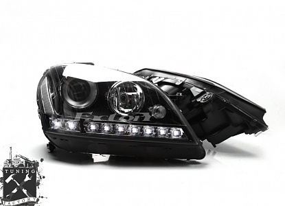 Фары с ходовыми огнями для Mercedes-Benz W164, черные