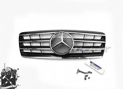 Решетка радиатора для Mercedes-Benz W210, с эмблемой, черная