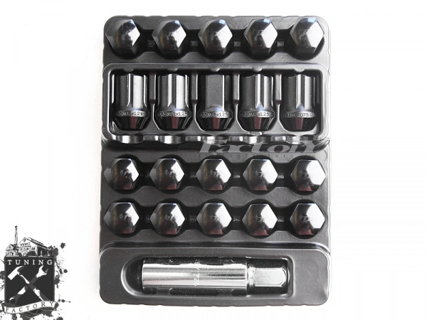 TPI Кованные алюминиевые гайки с секреткой XR Nuts, резьба 12x1.25, черные