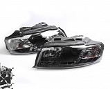 Фары с ходовыми огнями для Audi A4 (B6), черные