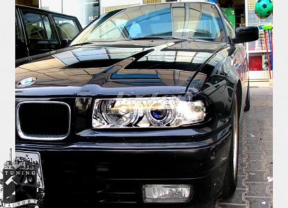 Фары с "angel eyes" для BMW E36, хром